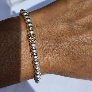 Sterling Silver and 14k Gold Beaded Bracelet